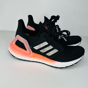 Adidas UltraBoost 20 Core Black Coral Running Shoes Mens Size 4 EG0756 New